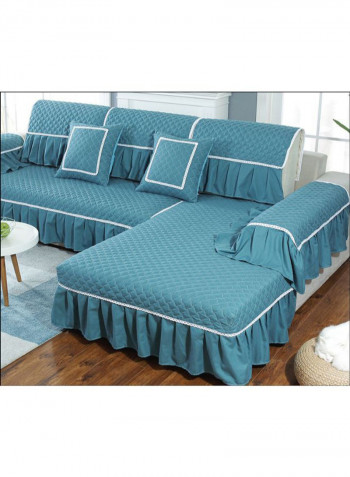 European Style Check Pattern Anti-Slip Sofa Slipcover Blue/White