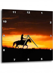 Cowboys Along Ride At Sunset Printed Wall Clock Multicolour 10x10x0.1inch