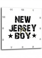 New Jersey Boy Printed Analog Wall Clock White/Black 10x10x0.1inch