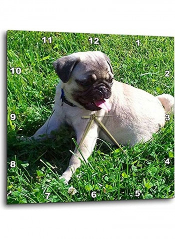 Pug Puppy In Grass Wall Clock Multicolour 10x10inch