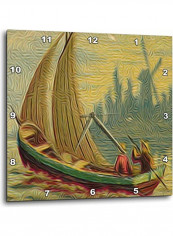 Two Sailors Sailboat On Calm Waters Wall Clock Multicolour 10x10inch