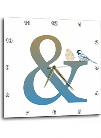 Ampersand With Birds Wall Clock Multicolour 10x10inch