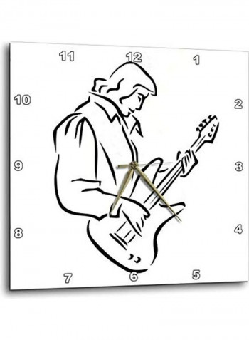 Bass Player Wall Clock Black/White 10x10inch