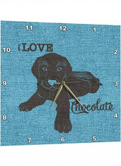 I Love Chocolate Labrador Dog Wall Clock Blue/Black 10x10inch