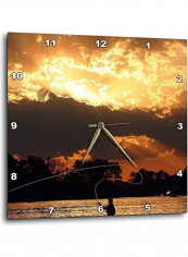 Fly Fishing At Sunset Wall Clock Multicolour 10x10inch