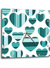 Striped Hearts Printed Analog Wall Clock Multicolour 10x10x0.1inch