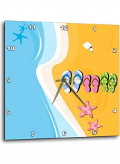 DPP 125809 1 Beach With Flip Flops And Star Shells Wall Clock Multicolour 10x10inch
