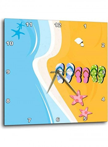 DPP 125809 1 Beach With Flip Flops And Star Shells Wall Clock Multicolour 10x10inch