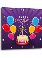Happy Birthday Printed Wall Clock Multicolour 10x10x0.1inch