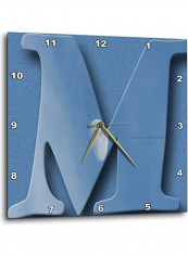 Letter M Printed Analog Wall Clock Blue 10x10x0.1inch