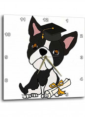 Scholar Dog Printed Analog Wall Clock Multicolour 10x10x0.1inch