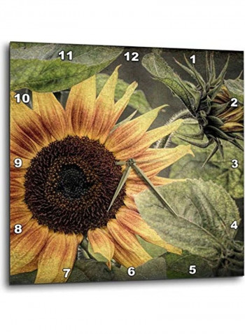 Sunflower Printed Wall Clock Multicolour 10x10inch