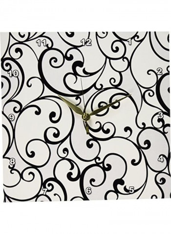 Black Scrolls Wall Clock Multicolour 10x10inch
