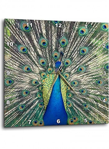 Male Peacock Printed Wall Clock Multicolour 10 x 10inch