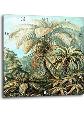 DPP 62141 1 1904 Print Of Palm N Ferns Wall Clock Multicolour 10x10inch