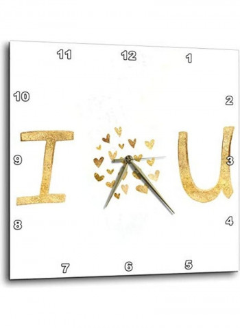 I Love You Wall Clock Gold/White 10x10inch