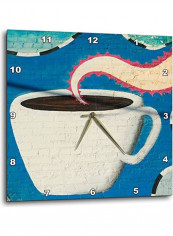 Coffee Cup Mural Wall Clock Multicolour 10 X 10inch