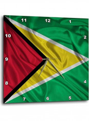 Guyana Flag Printed Analog Wall Clock Multicolour 10x10x0.1inch