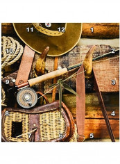 Montana Fishing Gear And Hat Wall Clock Multicolour 10x10inch