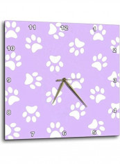 White Paw Print Pattern Wall Clock Multicolour 10x10inch