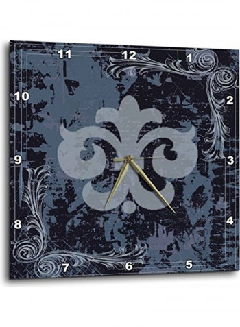 Fleur De Lis On A Grunge Background Printed Wall Clock Blue/Grey 10x10x0.1inch