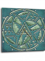 Native American Art Printed Wall Clock Blue/Green 10x10x0.1inch