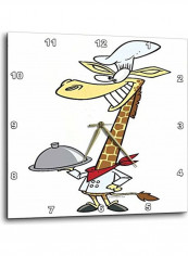 Silly Chef Cook Giraffe Cartoon Printed Wall Clock Multicolour 10 x 10inch