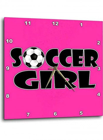 Soccer Girl Black Printed Wall Clock Multicolour 10 x 10inch