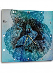 Aqua Pelican In A Seashell Beach Theme Art Wall Clock Multicolour 10 X 10inch