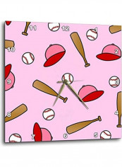 Baseball Printed Analog Wall Clock Multicolour 10x10x0.1inch