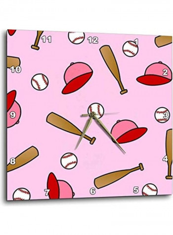 Baseball Printed Analog Wall Clock Multicolour 10x10x0.1inch