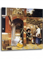Courtyard Of A House In Delft Printed Wall Clock Multicolour 10x10x0.1inch