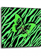 DPP 62047 1 Butterfly on Lime Zebra Wall Clock Green/Black 10x10inch