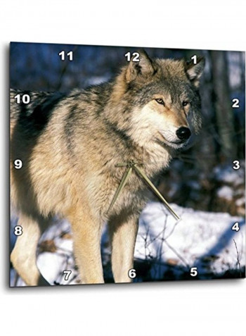 North American Wolf Printed Wall Clock Multicolour 10x10x0.1inch