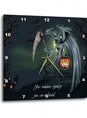 The Grimm Reaper At Night Wall Clock Multicolour 10 X 10inch