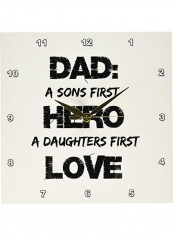 Dad Sons First Hero Printed Wall Clock Beige/Black 10x10x0.1inch