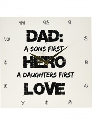 Dad Sons First Hero Printed Wall Clock Beige/Black 10x10x0.1inch