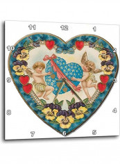 Heart Shaped Victorian Cupids Wall Clock Multicolour 10x10inch
