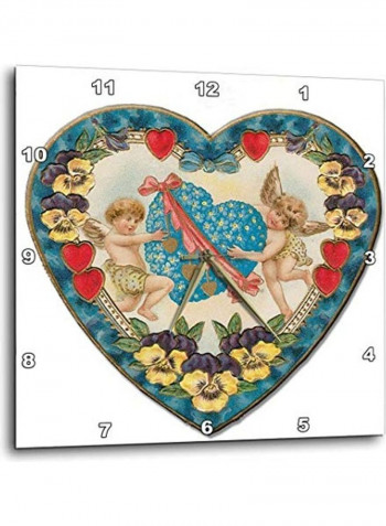 Heart Shaped Victorian Cupids Wall Clock Multicolour 10x10inch