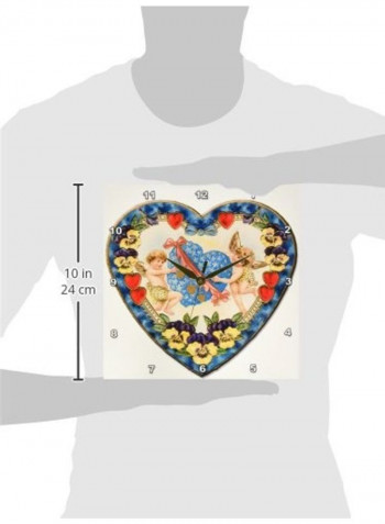 Heart Shaped Victorian Cupids Wall Clock Multicolour 10x10inch