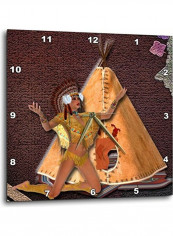 Native American Art Wall Clock Multicolour 10x10inch