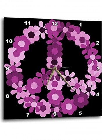 DPP 124618 1 Peace Sign Made Up Of Light And Dark Flowers Wall Clock Multicolour 10x10inch