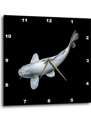 Fish Wall Clock White/Black 10x10inch