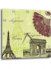 Vintage Eiffel Tower Wall Clock Multicolour 10x10inch