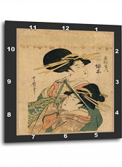 Vintage Oriental Ladies Print Wall Clock Multicolour 10 x 10inch
