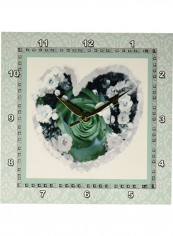 Heart With Rose Printed Wall Clock Multicolour 10x10x0.1inch