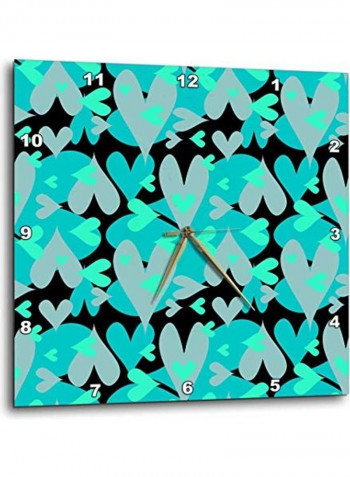 Hearts Printed Analog Wall Clock Multicolour 10x10x0.1inch