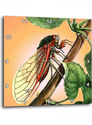 Insects Cicada Printed Analog Wall Clock Multicolour 10x10x0.1inch
