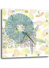 Inspired Starfish With Butterflies Beach Theme Art Wall Clock Multicolour 10x10inch
