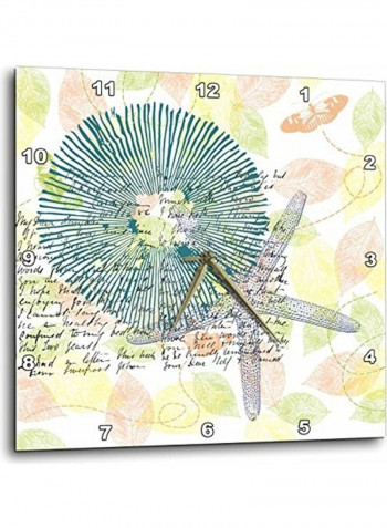 Inspired Starfish With Butterflies Beach Theme Art Wall Clock Multicolour 10x10inch